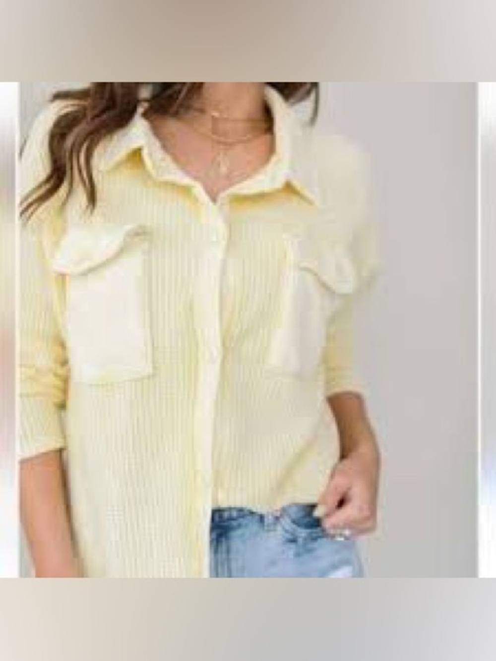 BUCKETLIST Pale Yellow Oversized Button-Down Shirt Size Large